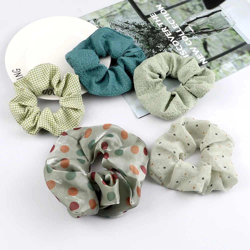 3Pcs/Lot Korean Printing Large Hair Bands For Women Girl Elastic Hair Ring Fashion Scrunchies Dating Party Headdress Accessories - Clikcy