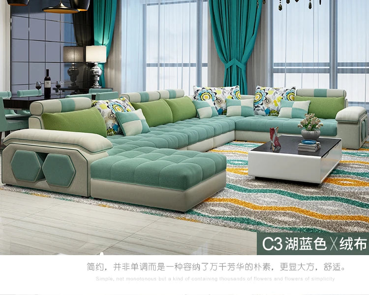 MANBAS Fabric Big Sofa Set Living Room Furniture Cloth Sofa Modernos Para Sala Sectional Sofa U Shape Corner Couch Grandes Salon - Clikcy