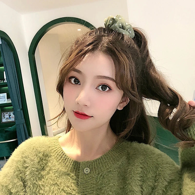 3Pcs/Lot Korean Printing Large Hair Bands For Women Girl Elastic Hair Ring Fashion Scrunchies Dating Party Headdress Accessories - Clikcy