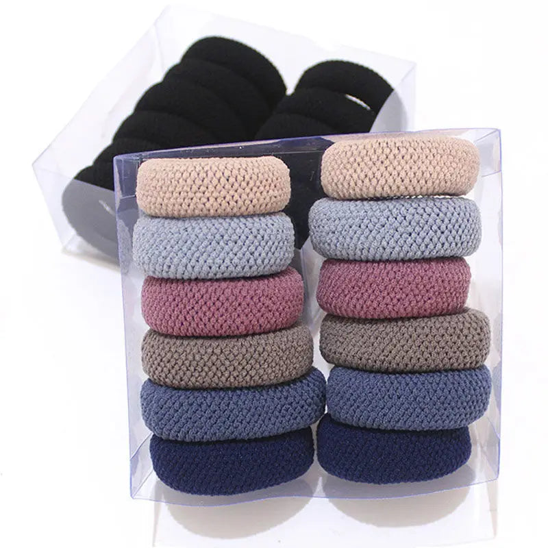 6PCS New Fashion Boutique Simple Thicken Ponytail Holders Rubber Band  Elastic Hair Bands Women Girls Hair Accessories Headwear - Clikcy