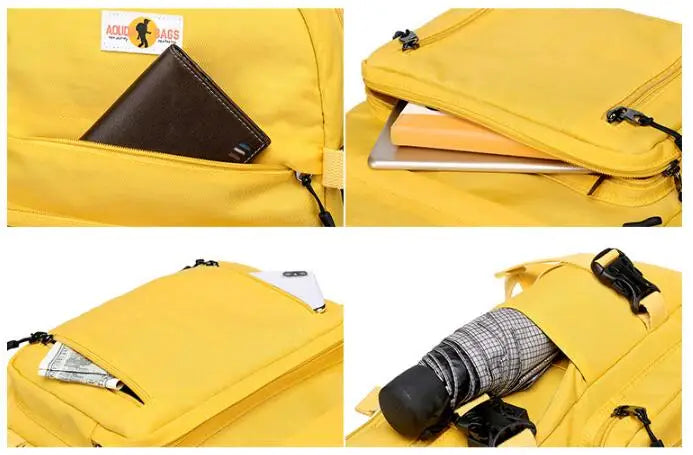 Fashion Leisure Yellow Backpack Waterproof Large School Backpack For Teenager USB College Back pack - Clikcy