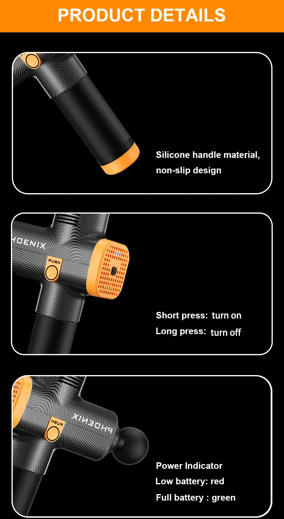 Phoenix A2 Massage Gun Muscle Relaxation Deep Tissue Massager Dynamic Vibrator Back Portable Handheld Display Fascia Gun Massage - Clikcy