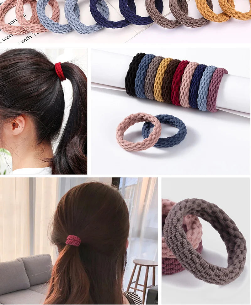 10PCS Women Girls Simple Basic Elastic Hair Bands Ties Scrunchie Ponytail Holder Rubber Bands Fashion Headband Hair Accessories - Clikcy