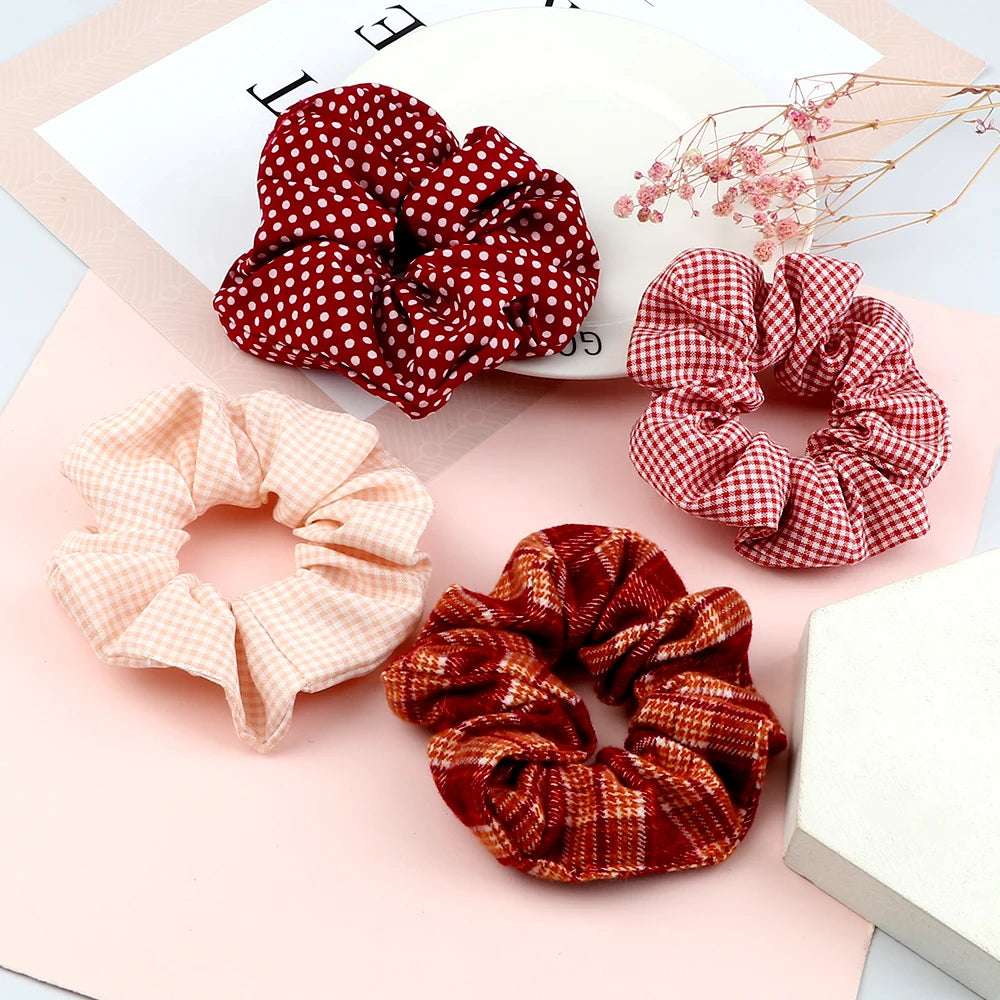 5Pcs/Lot Girl Pink Red Hair Band Accessories Fashion Large Hair Ties Solid Color Elastic Scrunchies For Women Ponytail Hairstyle - Clikcy