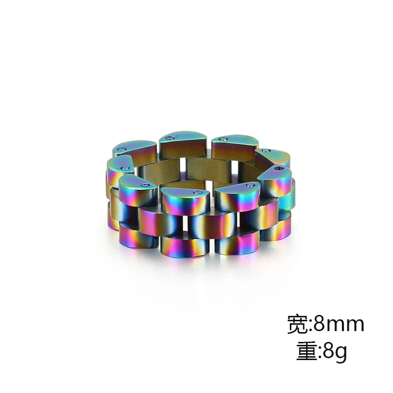 Stainless Steel Ring for Men Colorful Bike Chain Rings Women Stainless Steel 8mm Chain Link Finger Rings  Biker Cheap Jewelry - Clikcy