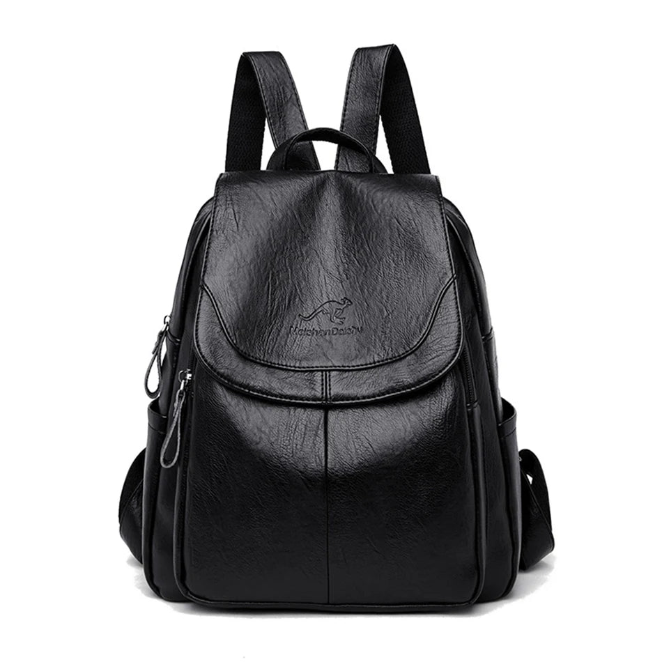 High Quality Soft Leather Backpacks Purses for Women Casual Daypack Vintage Bagpack School Bags for Teen Girls Mochilas Rucksack