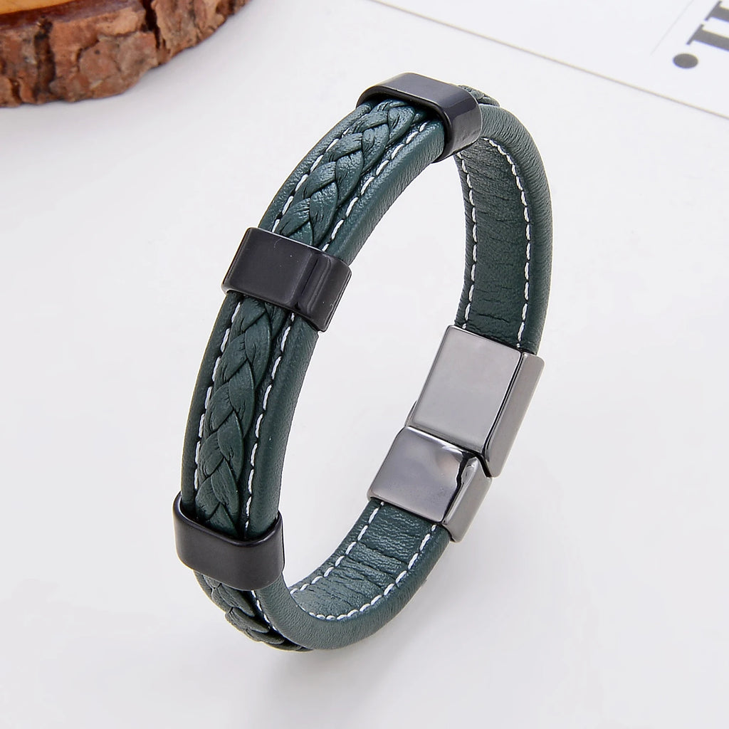 Classic Braided Leather Bracelet For Women Zinc Alloy Metal Mens Jewelry Bracelets Femme Accessories 2021 браслет мужской - Clikcy