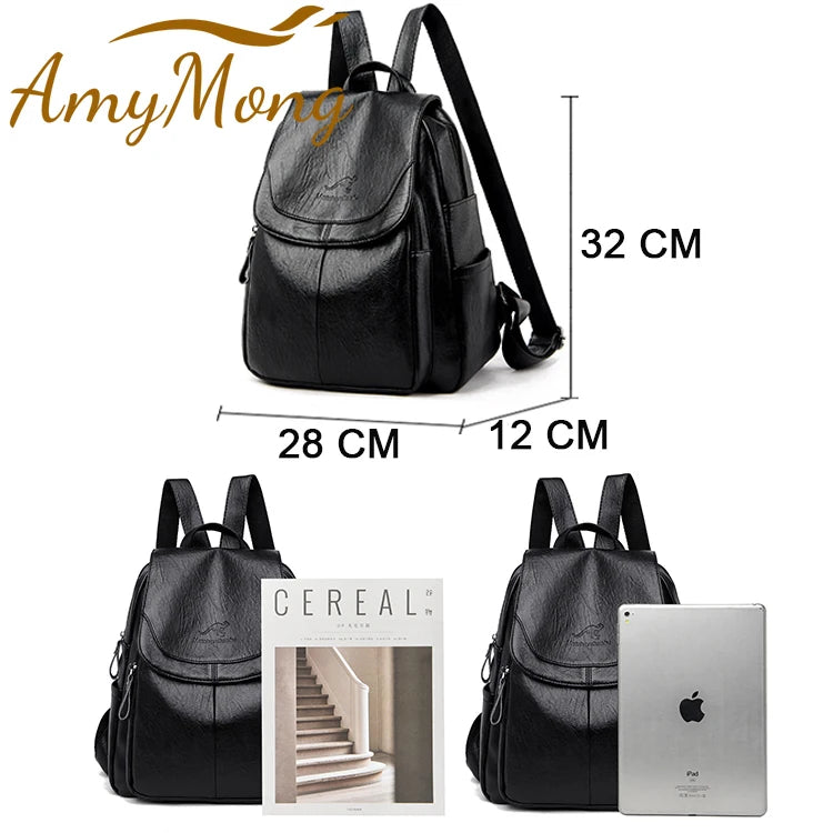 Large Capacity Travel Back Pack Rucksacks Mochila Women Backpack Female Leather Bagpack for Girl Ladies Sac A Dos School Bags - Clikcy