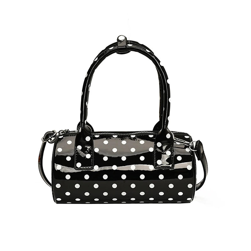 Women Fashionable Shoulder Bag, Adjustable Strap Dots Print Handbag Zipper Closure Crossbody Bag - Clikcy