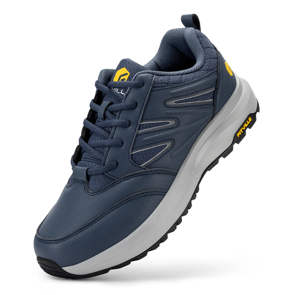 FitVille Men'S Widened Hiking Waterproof Outdoor Work Hiking Shoes With Arch Support To Relieve Heel Pain Lightweight Non-Slip