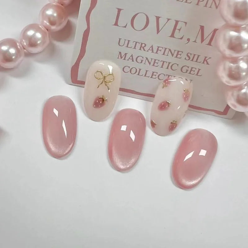 24Pcs Oval Short Pink Press on Nails Simple Ombre Spring False Nail for Sweet Sassy Cool Women&Girl Removable Wearable Nail Art - Clikcy