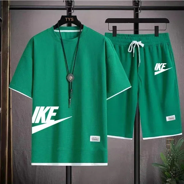 2025 New Fashion casual trend Men's sports suit Short sleeve T-shirt and outdoor summer sports shorts two-piece set size M-3XL