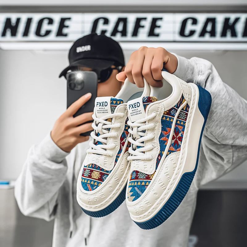 Men's Shoes 2025 New Trend Printed Fashion Shoes All Kinds of High Sense Board Shoes Daily Wear Street Casual Shoes - Clikcy