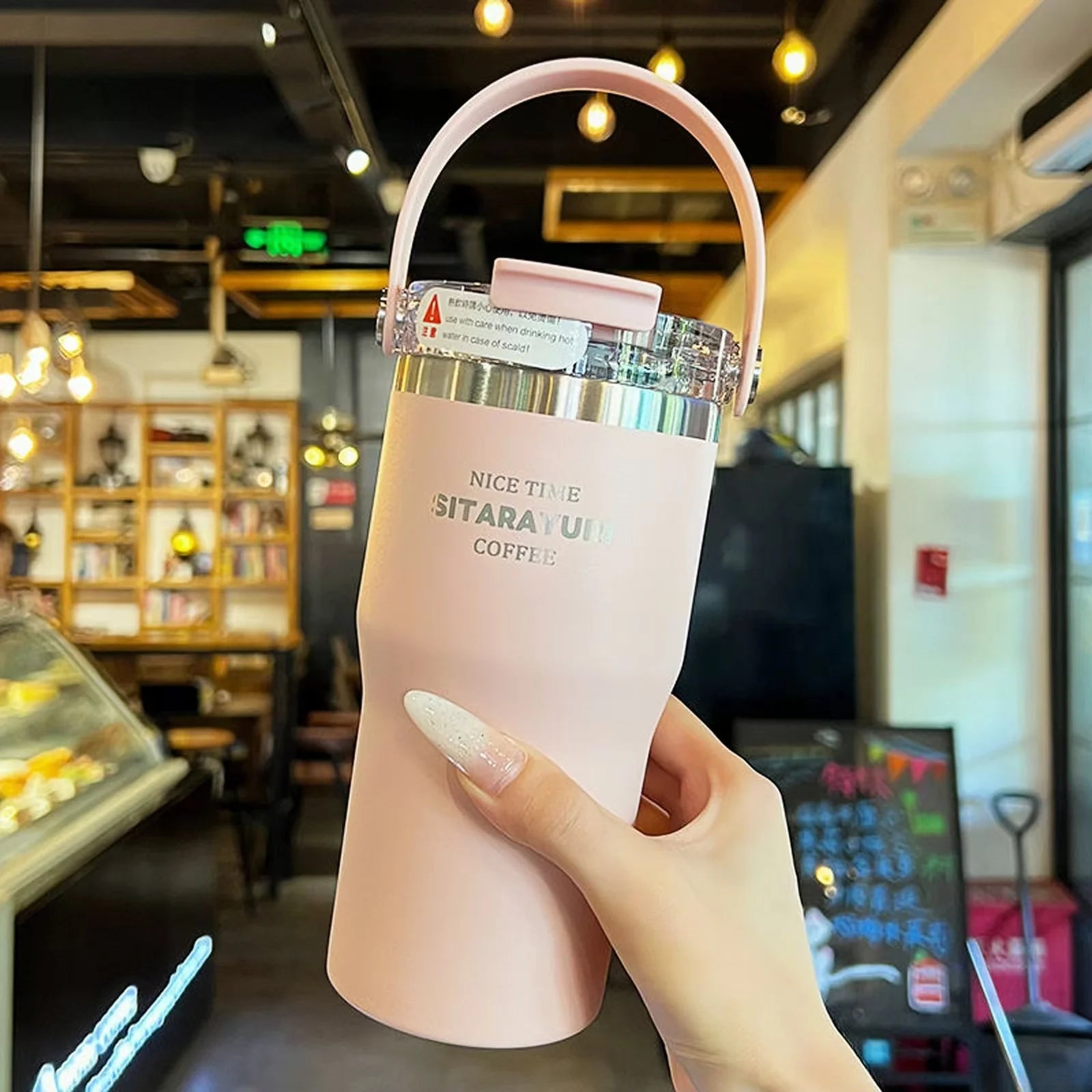 21oz/31oz Stainless Steel Tumbler with Straw Insulated Thermos Coffee Cup with Handle Water Bottle Travel Car Cups Copo Termo - Clikcy