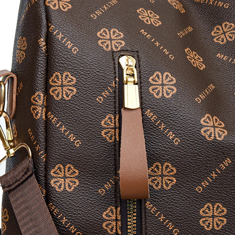 New Hot Women’s Backpack Designer High Quality Soft Leather Fashion Print Backpack Large Capacity Shoulder Bags - Clikcy