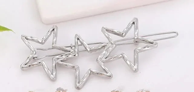 20240Fashion Woman Hair Accessories Triangle Hair Clip Pin Metal Geometric Alloy Moon Circle Hairgrip Barrette Girls Headwear