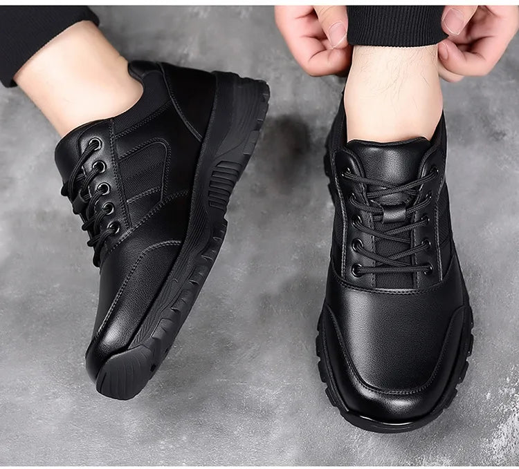 New Platform Cow Leather Casual Sneakers for Men Designer Autumn Winter Cotton Black Outdoor Men's Sports Shoes Zapatos Hombre - Clikcy