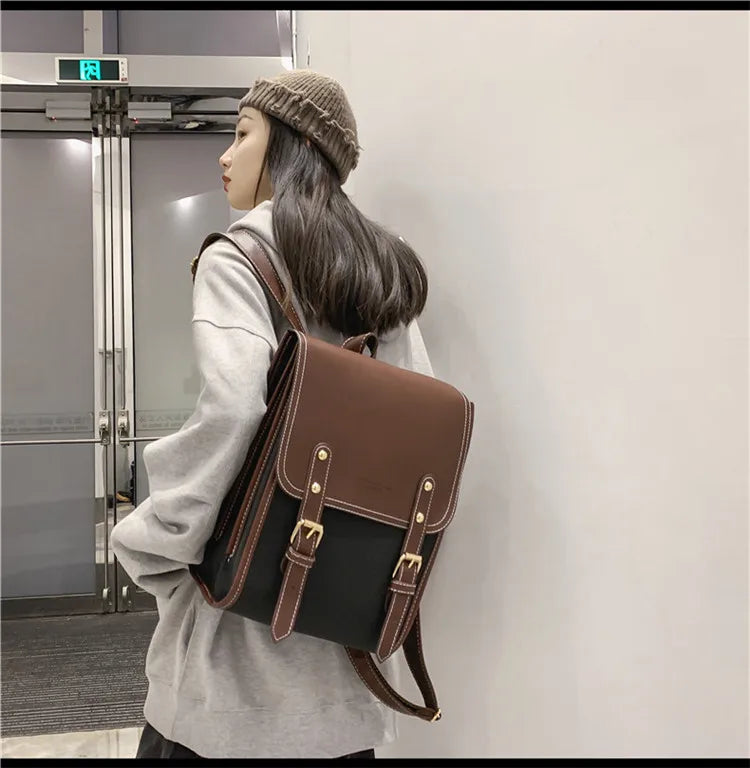 Preppy style women backpack Large Capacity Laptop Bag Casual School Backpacks for Girls patchwork Travel bags for Female totes - Clikcy