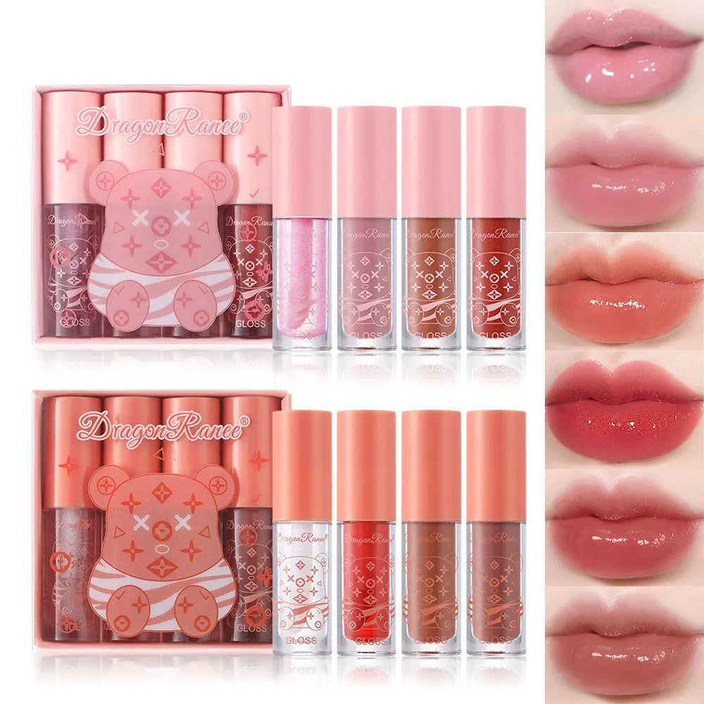 4 PCS Lip Ink Oil Set Hydrating Lip Gloss Pack Kit Moisturizer Waterproof Lip Tint Korean Makeup For Women Cosmetics - Clikcy