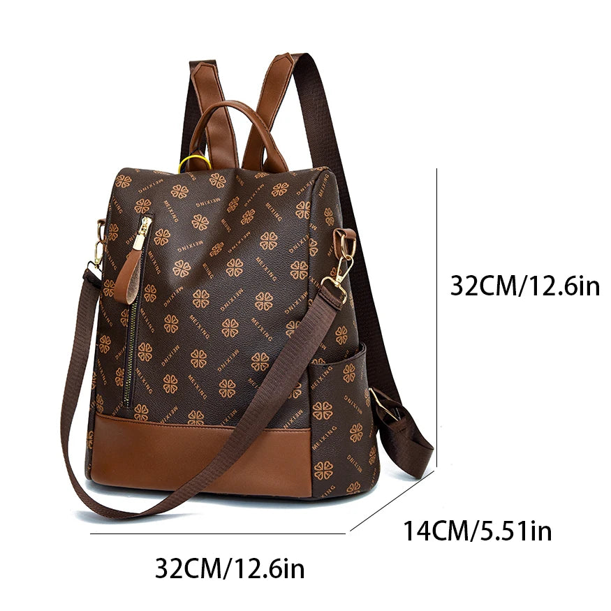 New Hot Women’s Backpack Designer High Quality Soft Leather Fashion Print Backpack Large Capacity Shoulder Bags - Clikcy