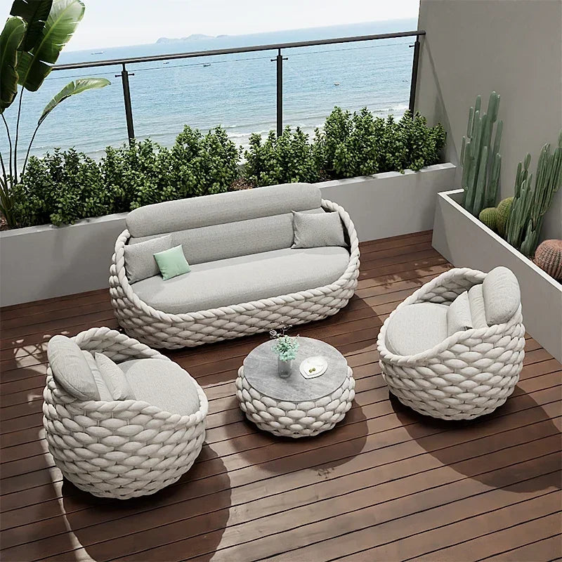 fulin Nordic luxury yard furniture outdoor rattan chair  seating  garden    sofa set - Clikcy