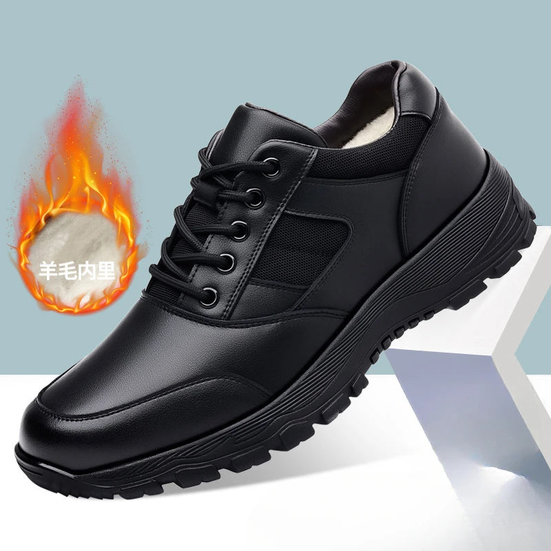 New Platform Cow Leather Casual Sneakers for Men Designer Autumn Winter Cotton Black Outdoor Men's Sports Shoes Zapatos Hombre - Clikcy