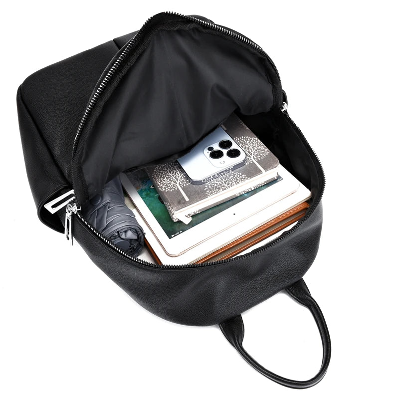 New High-quality Women's Backpack Travel Large Backpack PU Leather Handbag Schoolbag For Girls Women's bag Female Shoulder Back - Clikcy