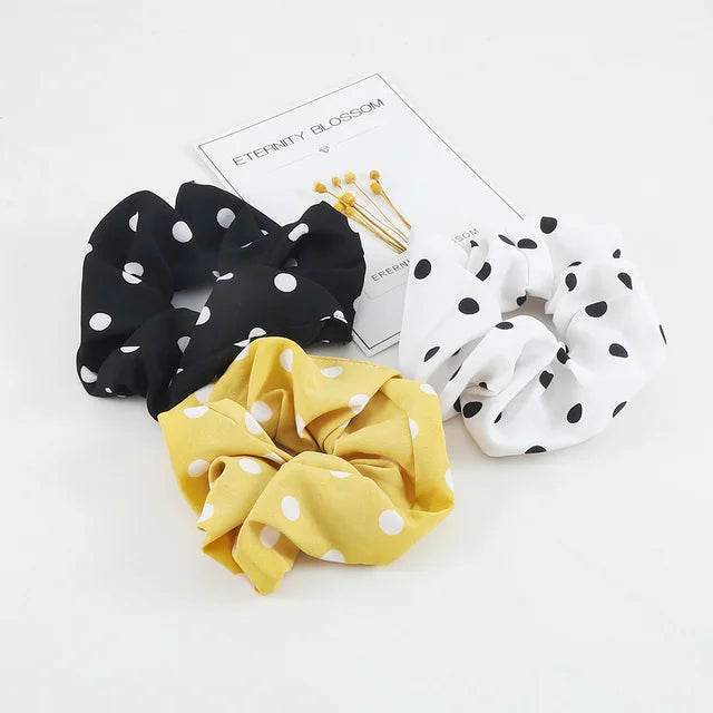3Pcs/Lot Korean Printing Large Hair Bands For Women Girl Elastic Hair Ring Fashion Scrunchies Dating Party Headdress Accessories - Clikcy
