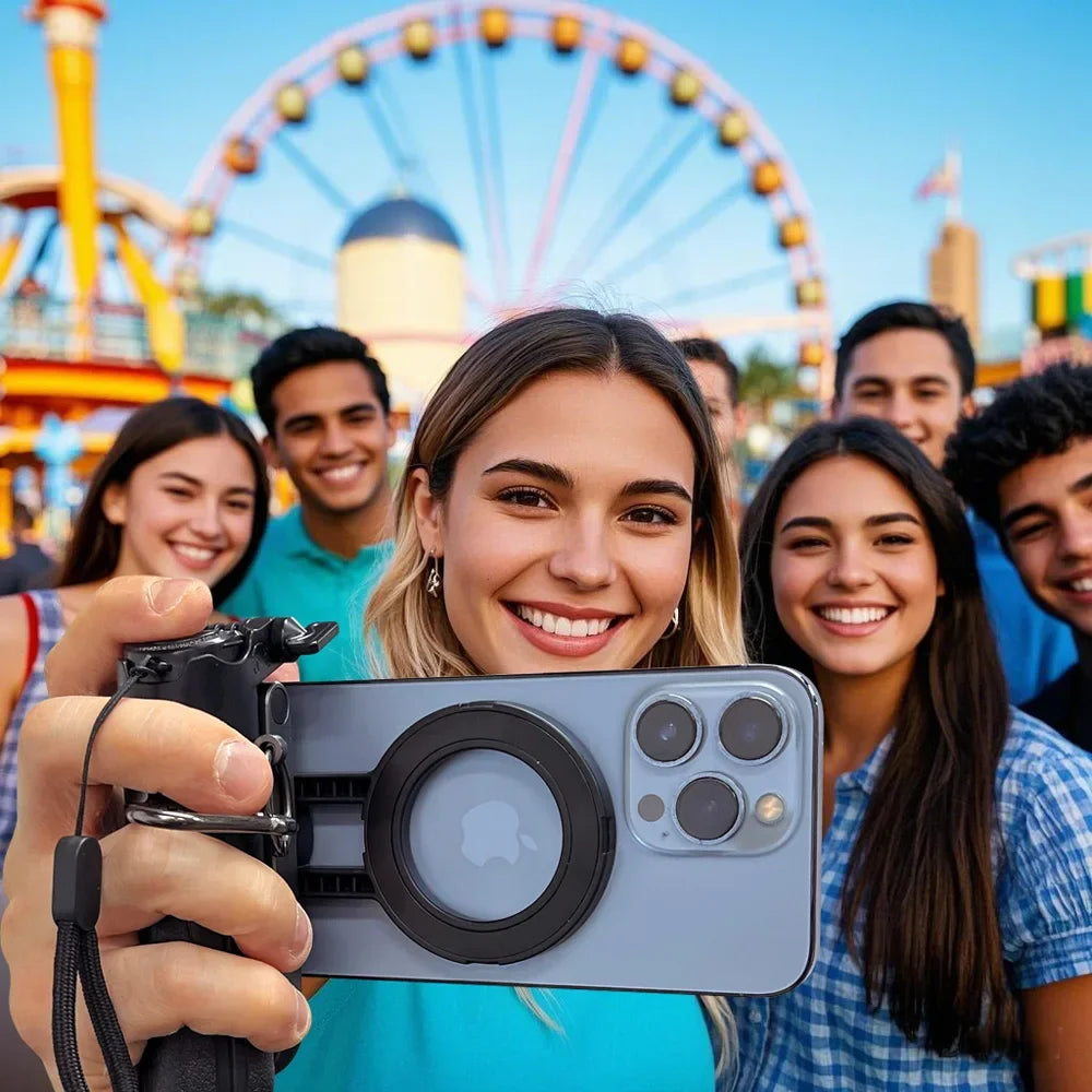 4-in-1 Multi-function Selfie Stick with Wireless Remote Control | Magnetic, Cell Phone Clip Dual Combination, 360° Rotation - Clikcy