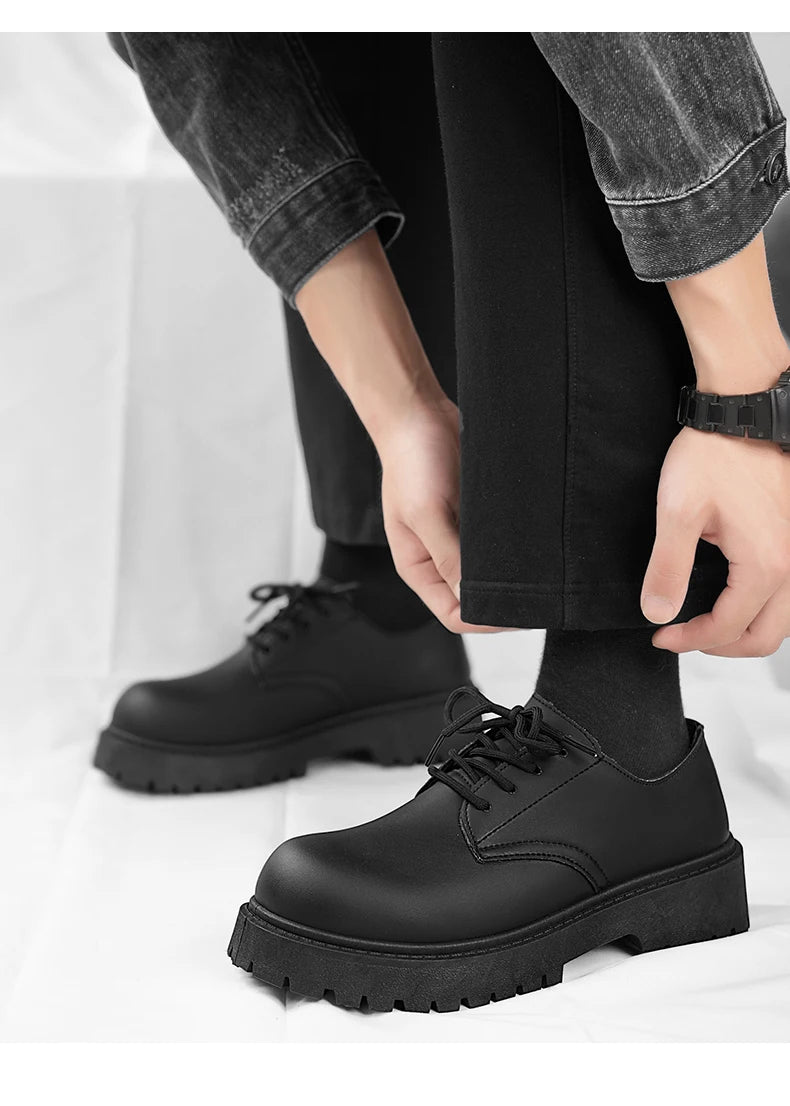 Women Low-top Versatile Autumn British Walking Casual Shoes Men's Leather Shoes Chunck Sole Fashionable Unisex Vulcanized Shoes