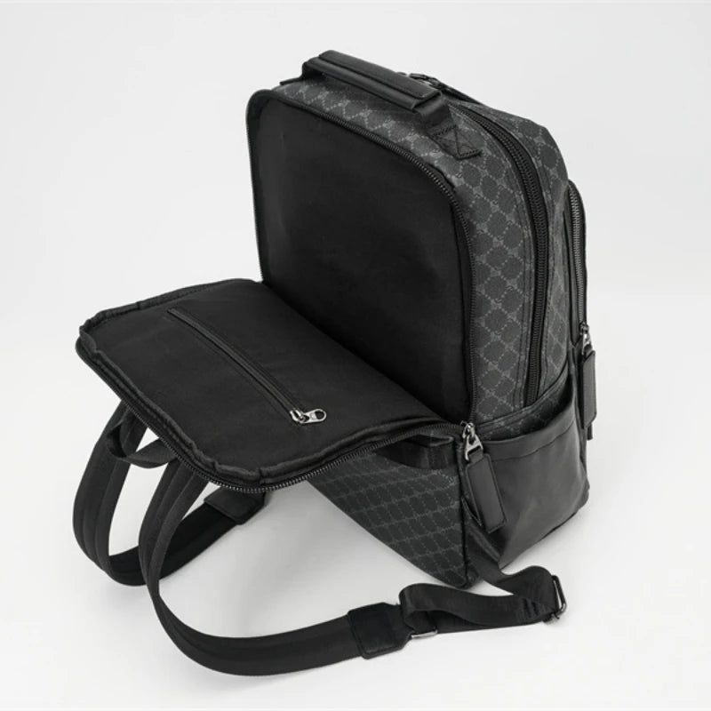 Fashion Business Men Backpack Luxury Double Layer Men's Backpacks Floral Plaid Laptop Backpack Male Schoolbag Travel Back Bag - Clikcy