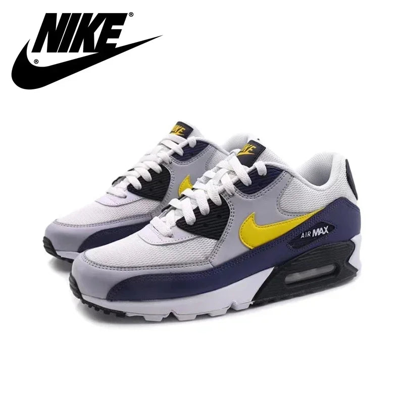 Nike Air Max 90 Men's and Women's Running Shoes Breathable Retro Waffle Shoes Forrest Gump Shoes Black and White Gray/white Hook