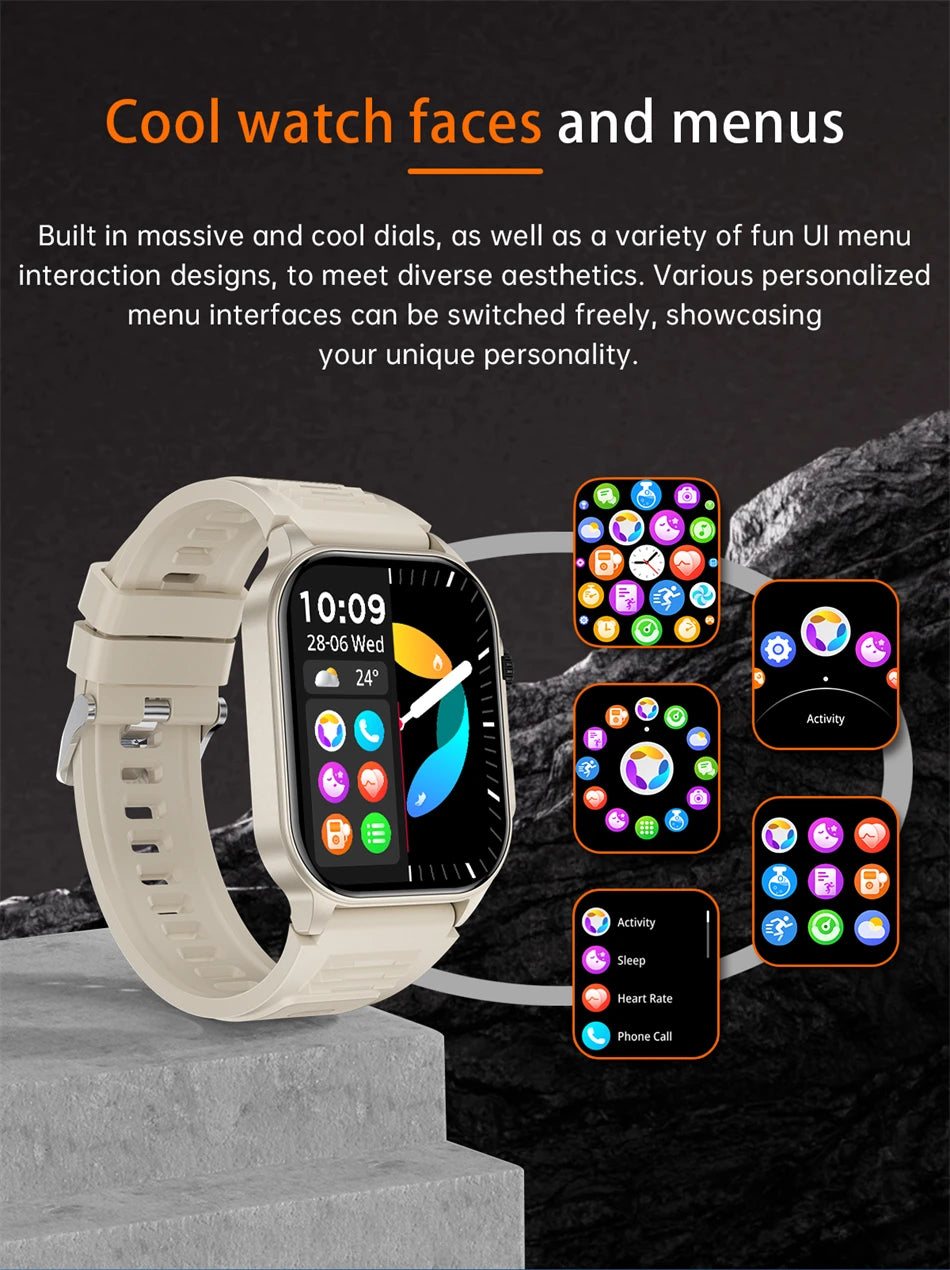 LIGE Smart Watch for Men 3ATM Waterproof Bluetooth Call Health Monitor With Flashlight 370mahBattery 100+Sport Mode Smartwatches - Clikcy