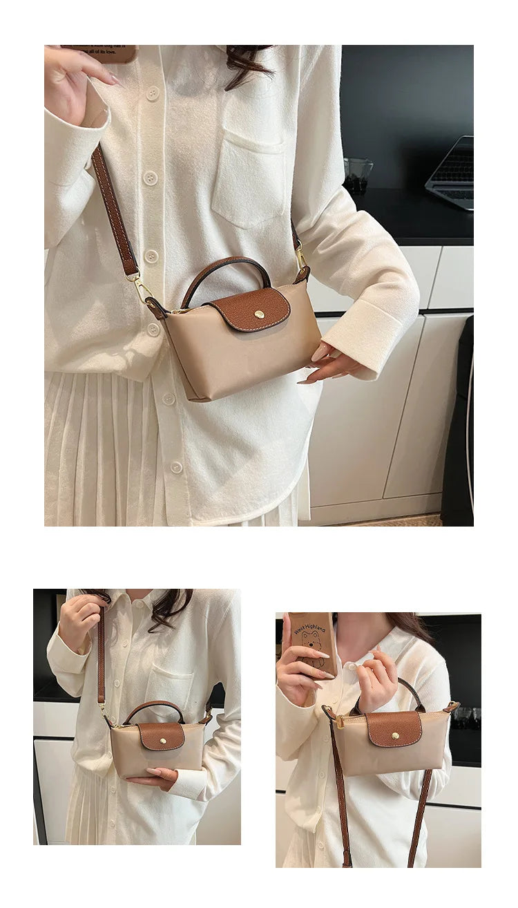 2025 summer lightweight shoulder crossbody bag, fashionable women's bag, plaid canvas, personalized and versatile dumpling bag - Clikcy