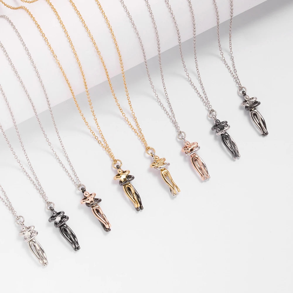 Fashion Hugging Necklace Jewelry Choker Hug Pendant Chain Men Necklaces For Lover Women Couple Men Lady Female Male Gift - Clikcy