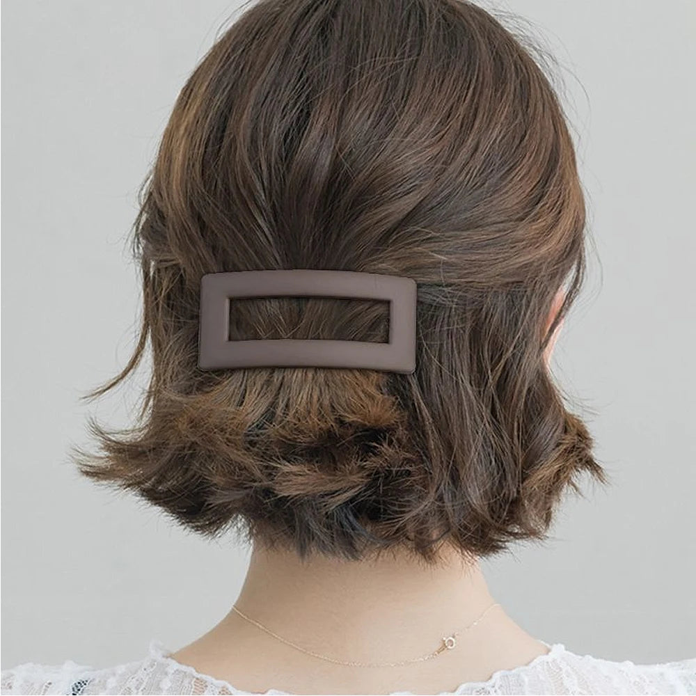 Simple Matte Spring Hair Clip Elegant Rectangle Frosted Barrettes Hairgrips For Ponytail Holder Female Summer Headdress - Clikcy
