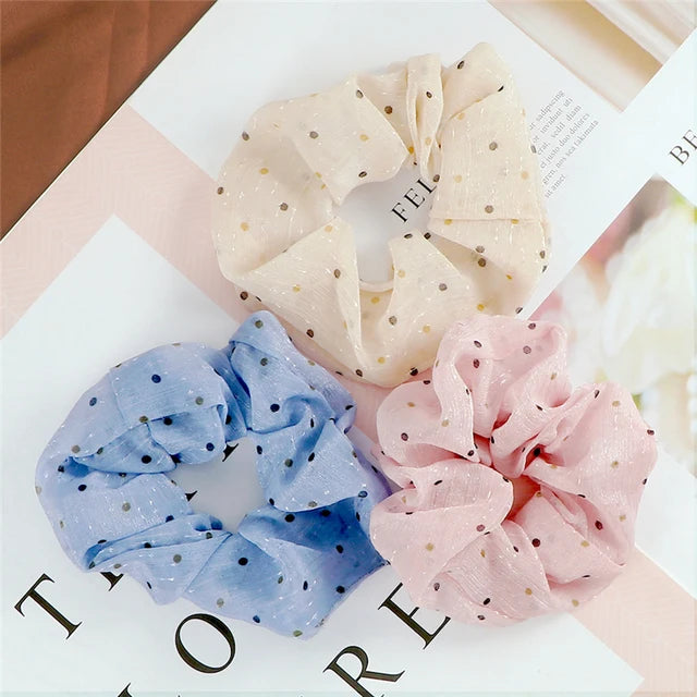 3Pcs/Lot Korean Printing Large Hair Bands For Women Girl Elastic Hair Ring Fashion Scrunchies Dating Party Headdress Accessories - Clikcy