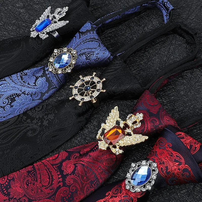 Vintage Knight Business Shirt Tie Buckle Collar Clip Tie Hoop Rudder Eagle Tie Hoop Crystal Rhinestone Jewelry Men Accessories - Clikcy