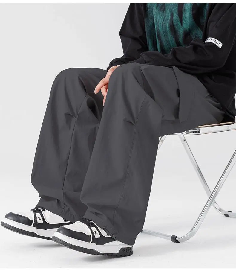 Plus Size 10xl 9xl 8xl Men's Straight Cargo Pants Spring Summer Multi-Pockets Streetwear Wide Leg Casual Baggy Straight Trousers - Clikcy