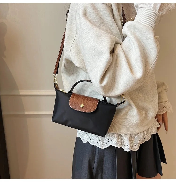 2025 summer lightweight shoulder crossbody bag, fashionable women's bag, plaid canvas, personalized and versatile dumpling bag - Clikcy