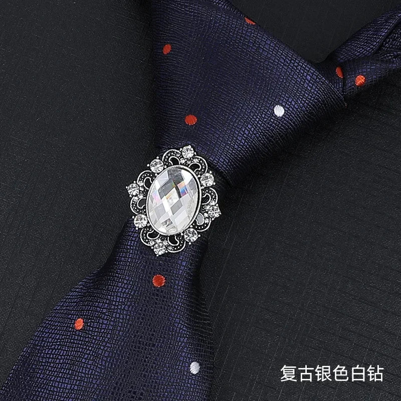 Vintage Knight Business Shirt Tie Buckle Collar Clip Tie Hoop Rudder Eagle Tie Hoop Crystal Rhinestone Jewelry Men Accessories