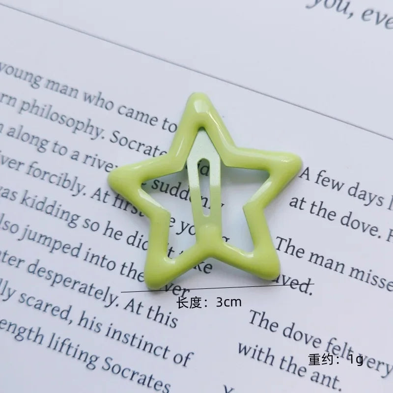 10pcs Colorful Star BB Hair Clips Girls Y2K Cute Star Barrettes Women Simple Metal Snap Clip Headdress Hair Jewelry Accessories