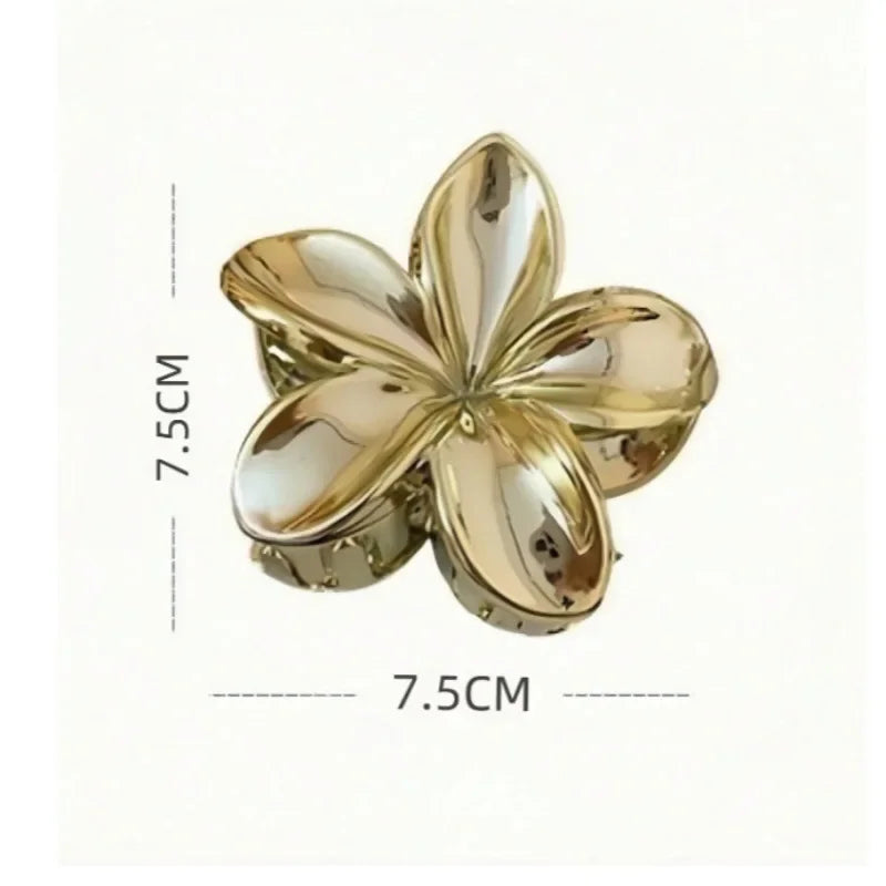 8Cm Bauhinia Flower Grab Clip Golden Flower Ladies Hairpin Silver Ponytail Clip Back Head Disc Hair Shark Clip Headgear - Clikcy