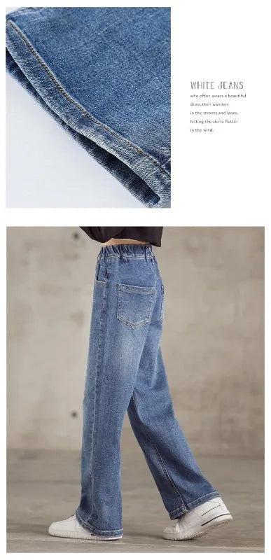 Thin Kids Pants Children's Clothing Sweatpants Clothes Teenage Girls Clothing Jeans Denim Streetwear Fashion Casual Harajuku - Clikcy