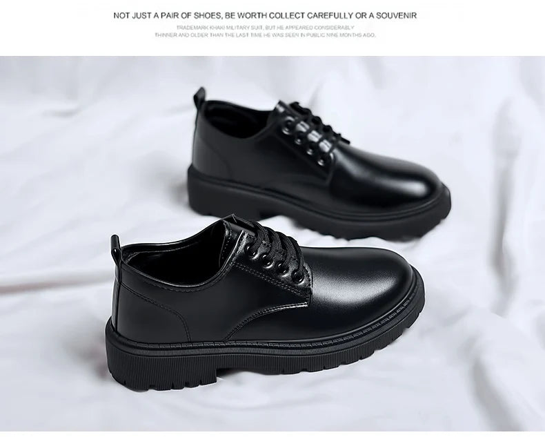 Luxury Men's Genuine Leather Business Formal Shoes British Style Men's Black Platform Lace Up Casual Shoes Zapatos De Cuero 2025