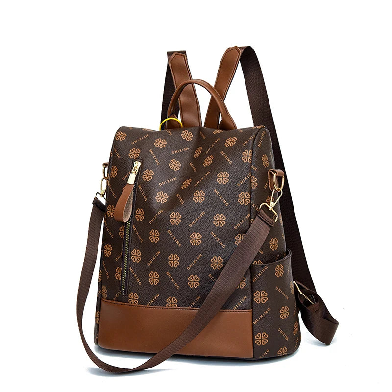 New Hot Women’s Backpack Designer High Quality Soft Leather Fashion Print Backpack Large Capacity Shoulder Bags - Clikcy