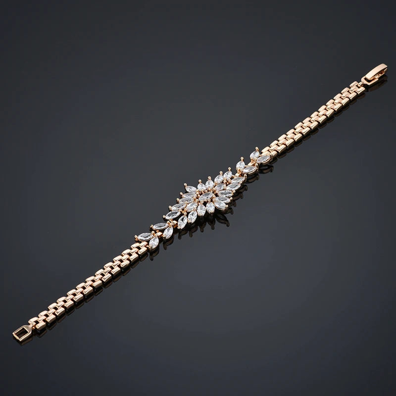 Luxury New Trendy Gold Color AAA Zircon Rhinestone Bracelet Chain Charm Valentine's Day Jewelry Gifts For Women Lovers - Clikcy