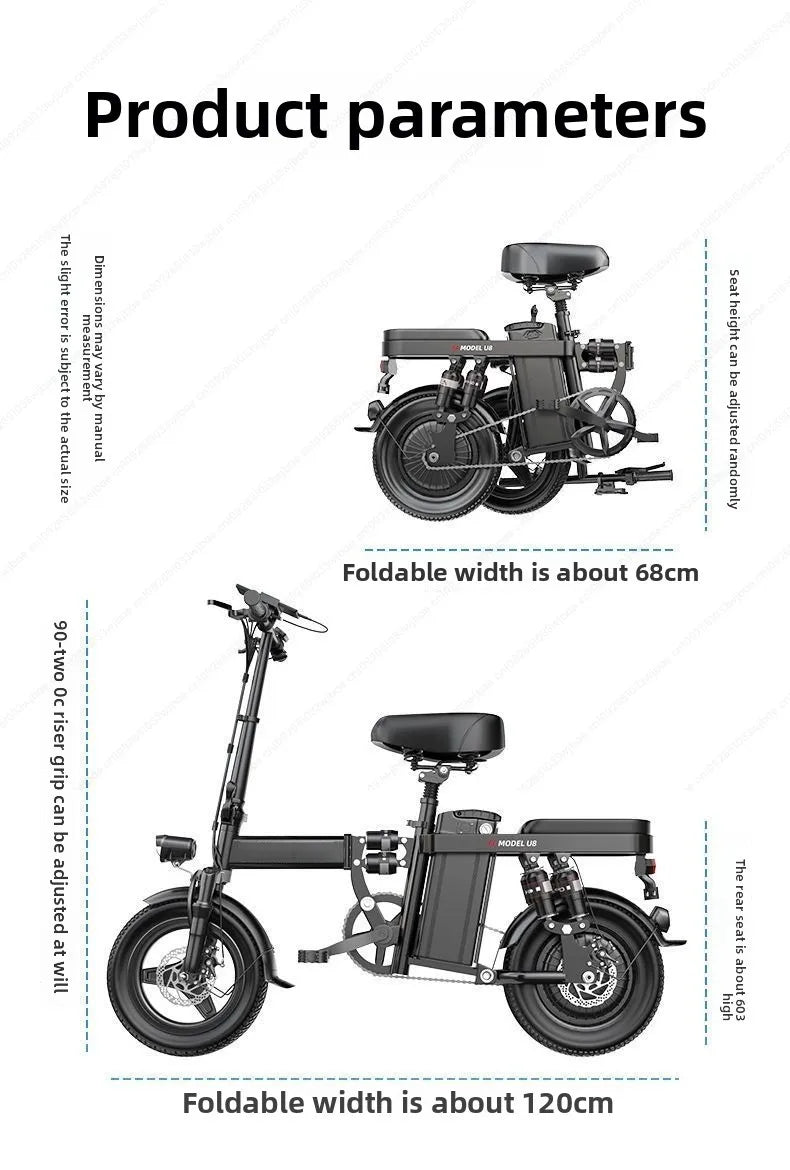 Aluminum alloy electric bicycle, ultra lightweight, portable, compact, foldable, lithium battery electric bike - Clikcy