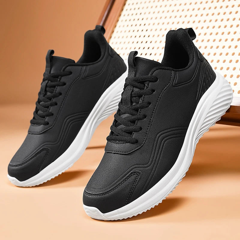 Leather Cushioned Sports Shoes For Men's Lightweight Casual Running Shoes For Autumn And Winter Men's Shoes Versatile And Trendy