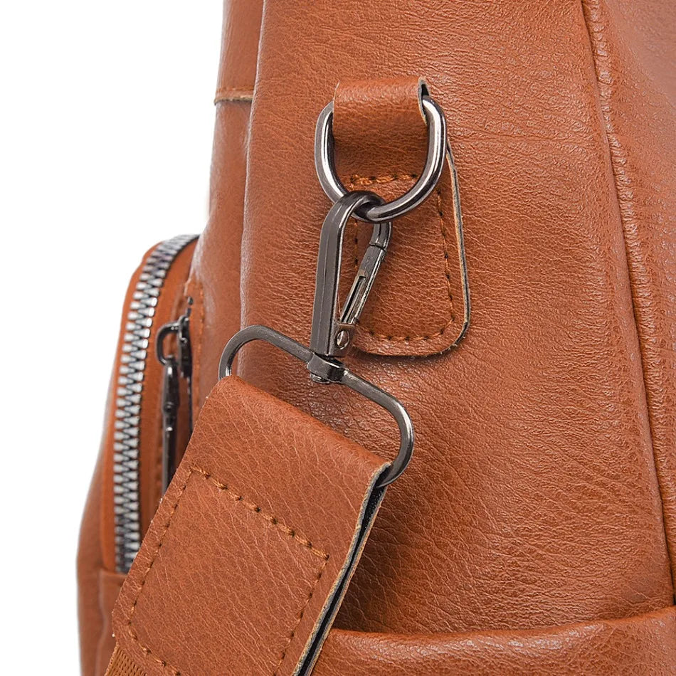 High-quality Leather Women Classic Back Pack 2025 Solid Color Luxury Travel Backpack Casual School Bags Girls Mochilas Feminina - Clikcy